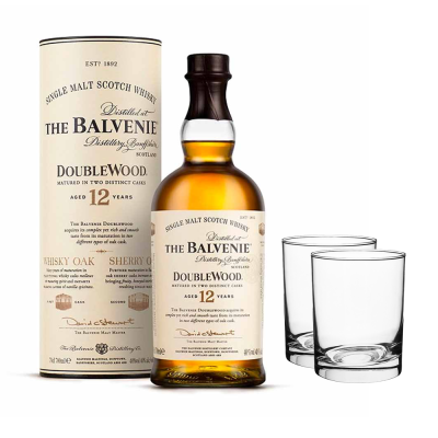 Balvenie DoubleWood 12Y Single Malt Scotch Whisky 700ml + 2 Glasses