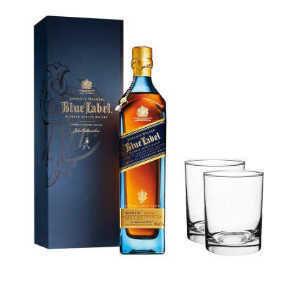 Johnnie Walker Blue Label 750ml + 2 Glasses