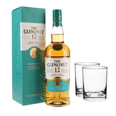 Glenlivet 12Y Speyside Single Malt Scotch Whisky 700 + 2 Glasses