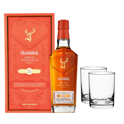 Glenfiddich 21Y 700 + 2 Glasses
