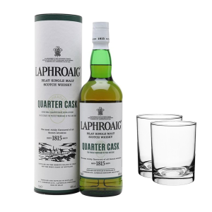 Laphroaig Quarter Cask Islay Single Malt Scotch Whisky 700ml + 2 Glasses