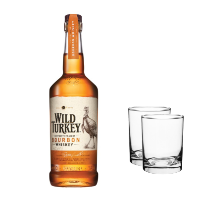 Wild Turkey Bourbon 700ml + 2 Glasses
