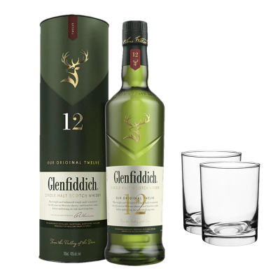 Glenfiddich 12Y 700ml + 2 Galsses