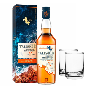 Talisker Single Malt Scotch Whisky 10 Years 700ml + 2 Glasses